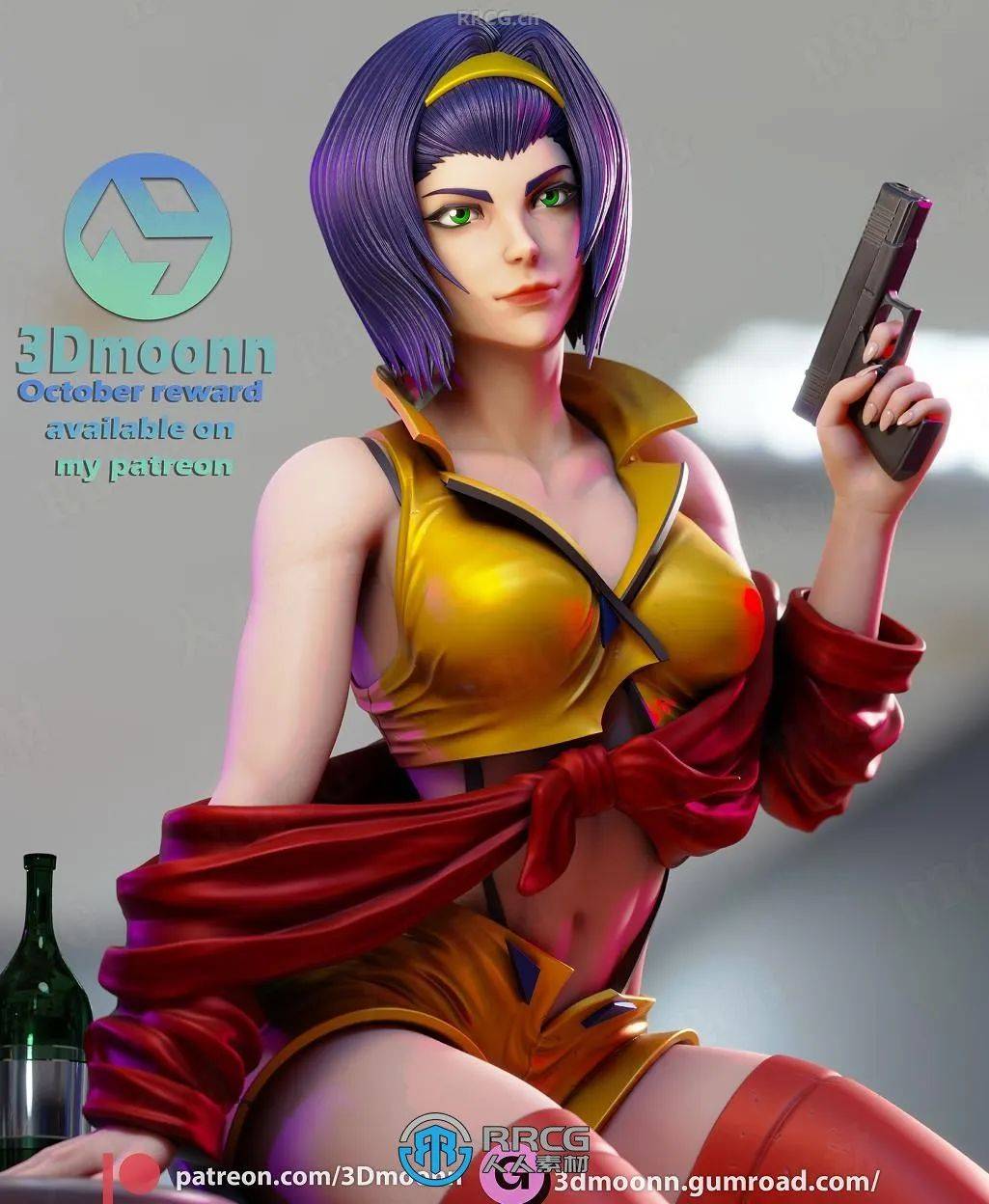 菲64瓦伦坦faye valentine《星际牛仔》动漫角色雕刻手办3d打印模型