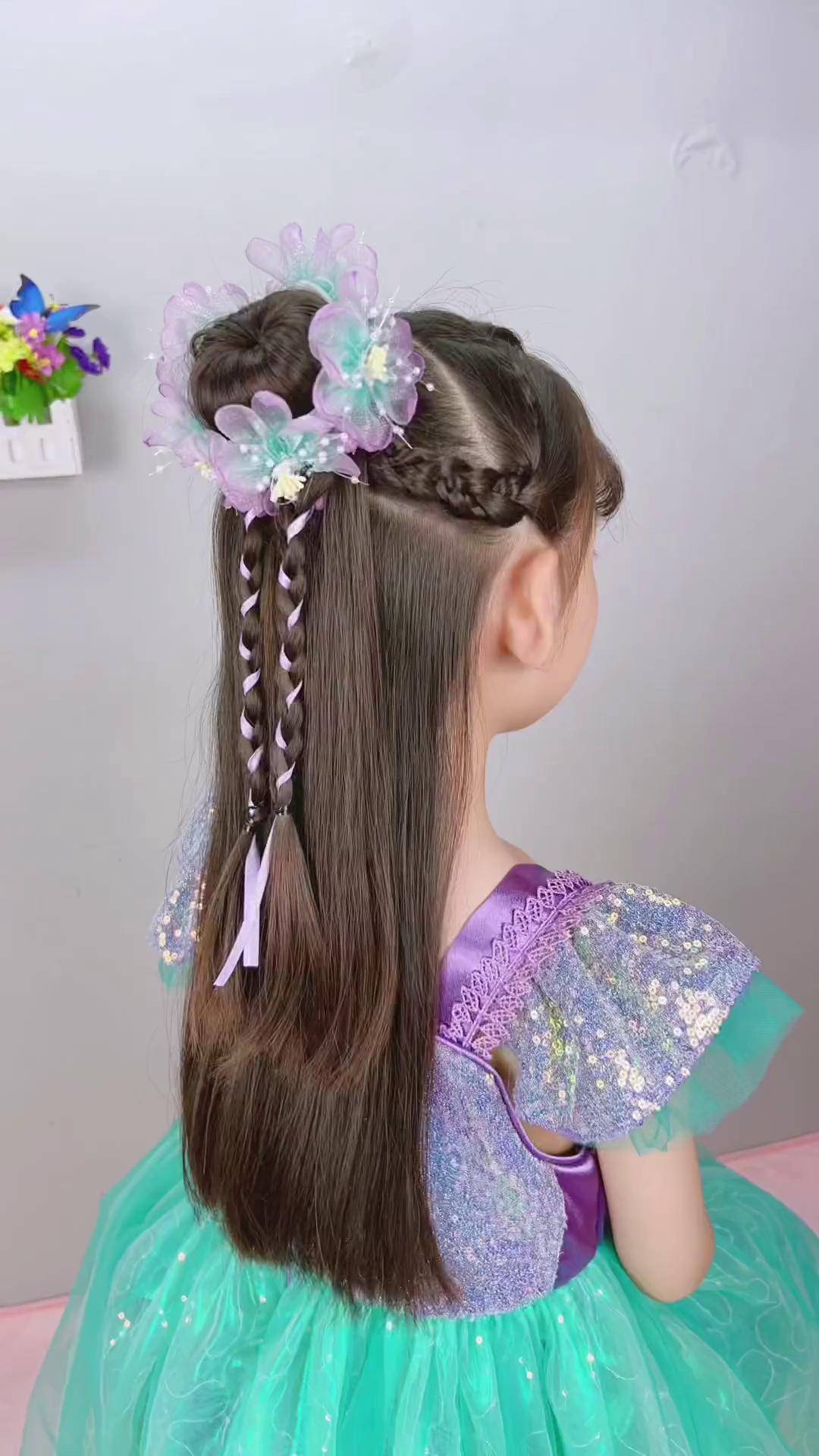花仙子花环这样扎简单又好看儿童编发 编发教程 简单好看发型 生女儿