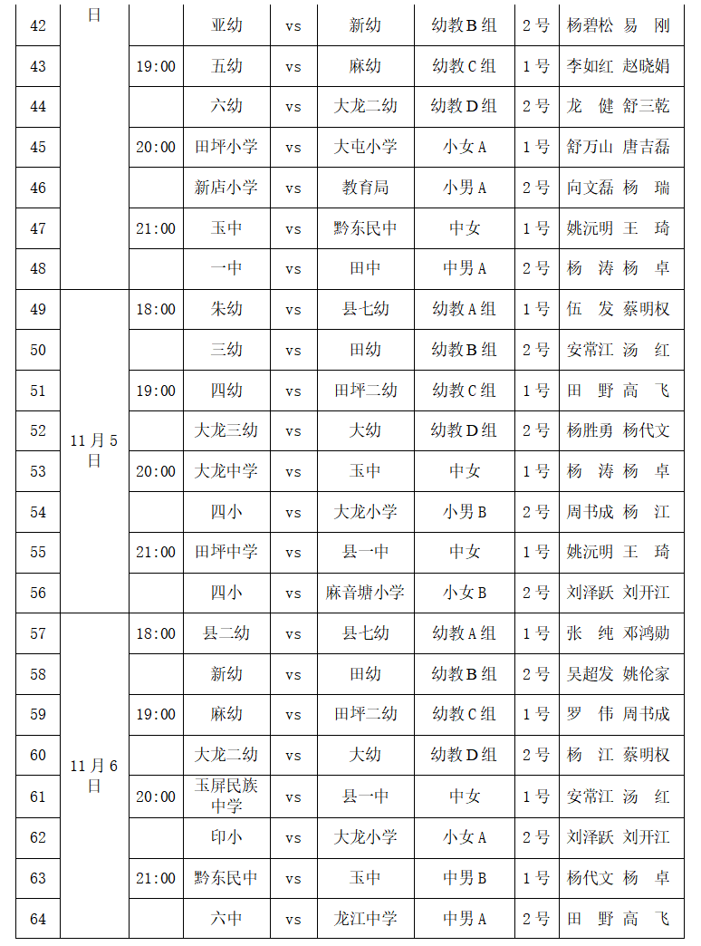 赛程表出炉!玉屏侗族自治县第30届教职工篮球赛暨第一届姑妈篮球赛!