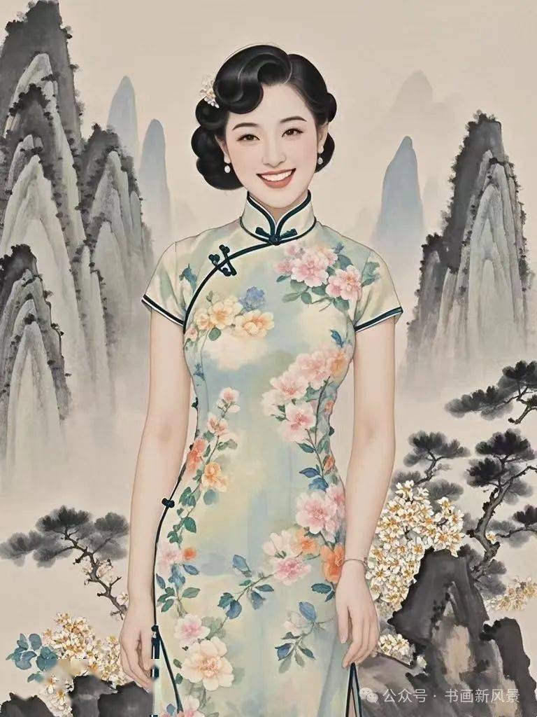 一组很美的水墨旗袍女子!