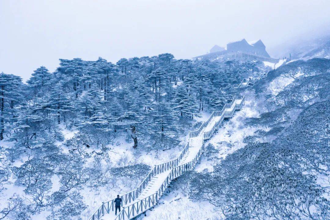 临海括苍山雪景图片