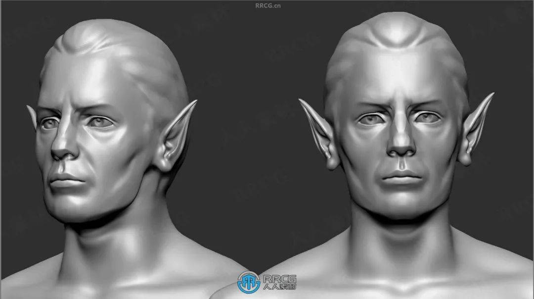 50组人形生物耳朵zbrush imm笔刷与3d模型合集