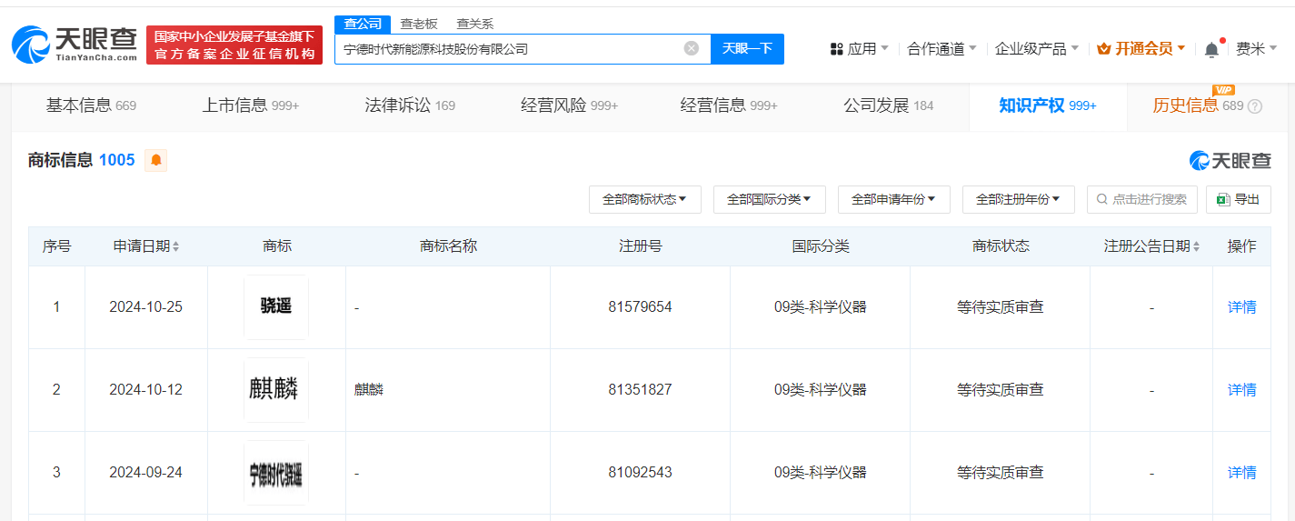 宁德时代申请注册骁遥商标