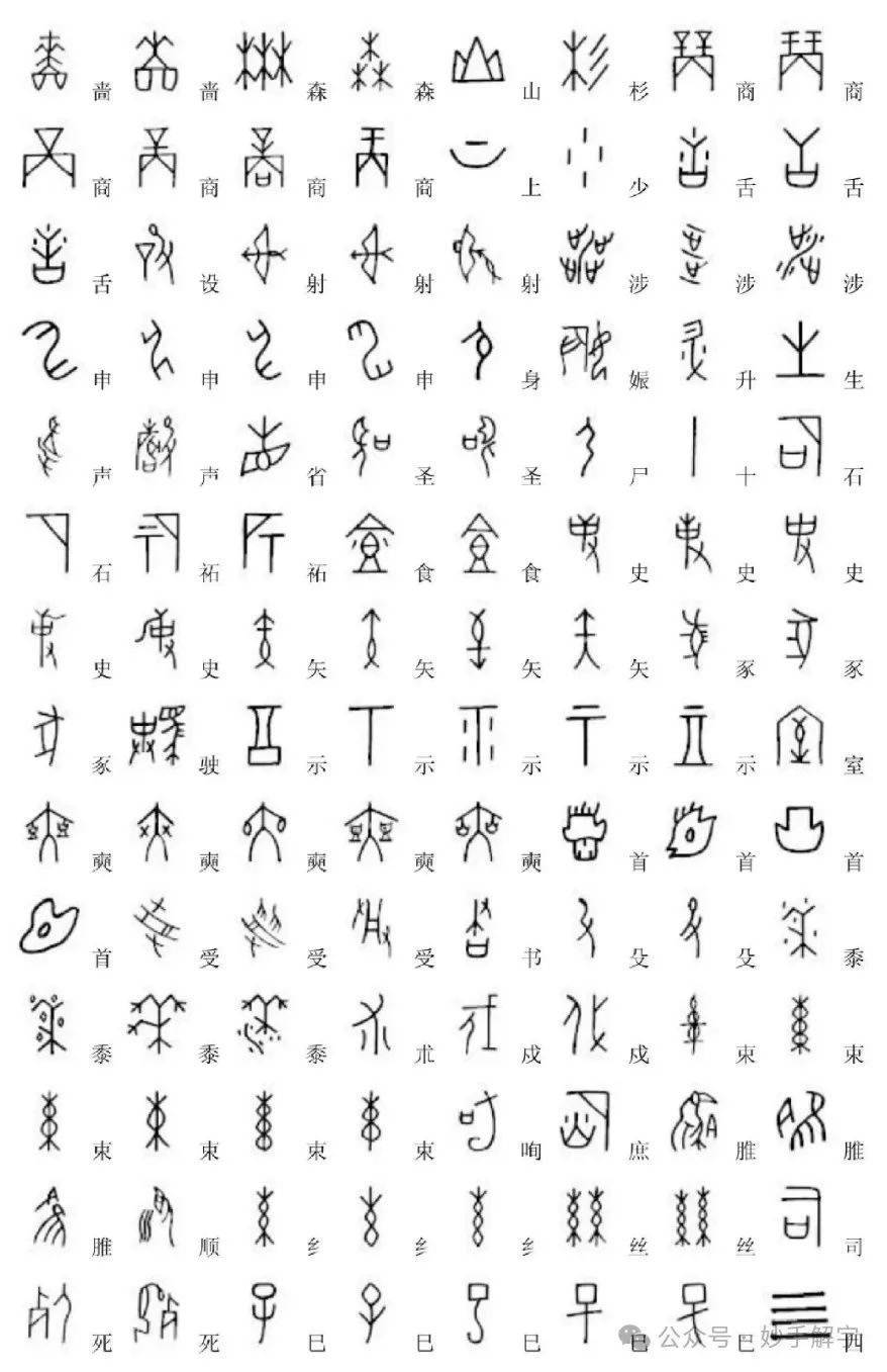 全部1400个甲骨文汉字对照表