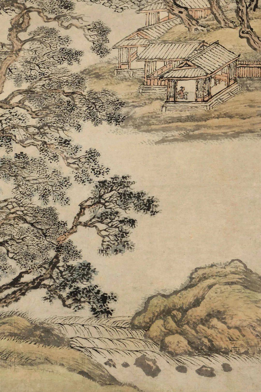 本作,石谷巧妙融合平远与高远之法,布局精妙,勾勒出一种清丽松润的