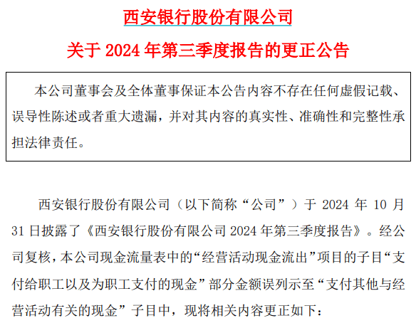 西安银行员工倒贴3000多万上班？回应：财报有误，深表歉意