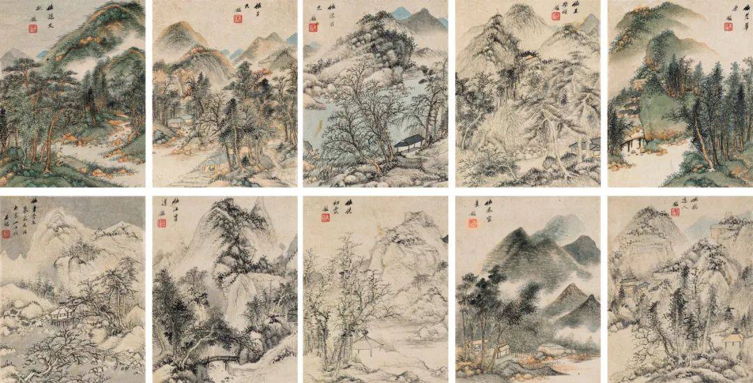 王鉴摹宋元诸家山水册，融宋入元_王时敏_笔墨_陈惟允