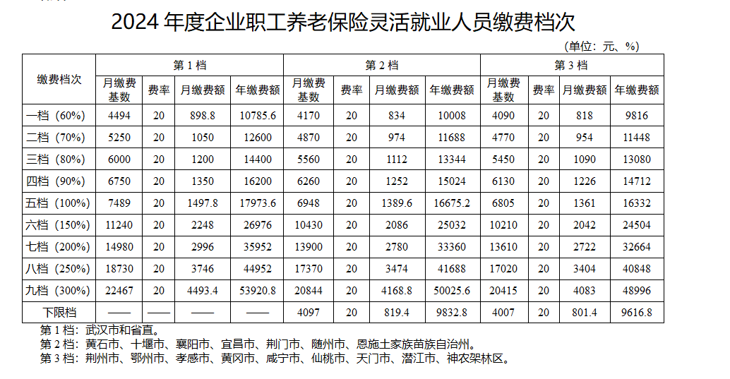 2024年度湖北社保最新缴费标准!