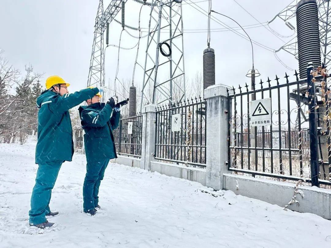 刘畅 摄蒙东科左中旗供电公司员工在雪中巡线