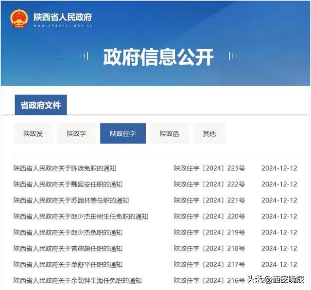 陕西省政府任免10名干部