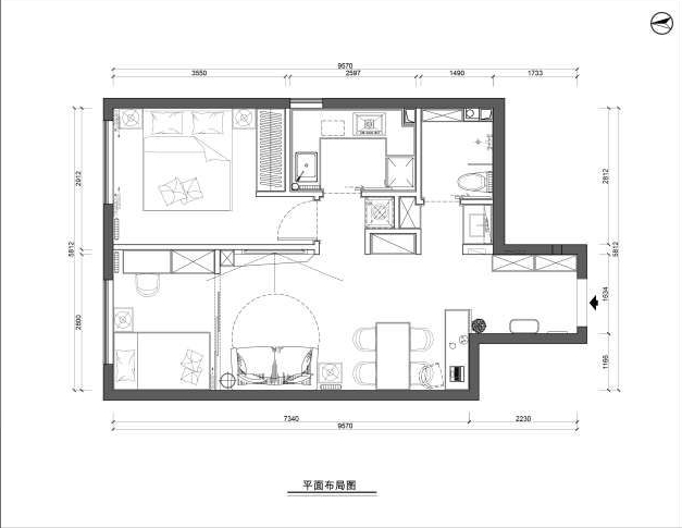 平面布置图宽敞独立的玄关,可以将空间充分利用起来做收纳,进门右侧做