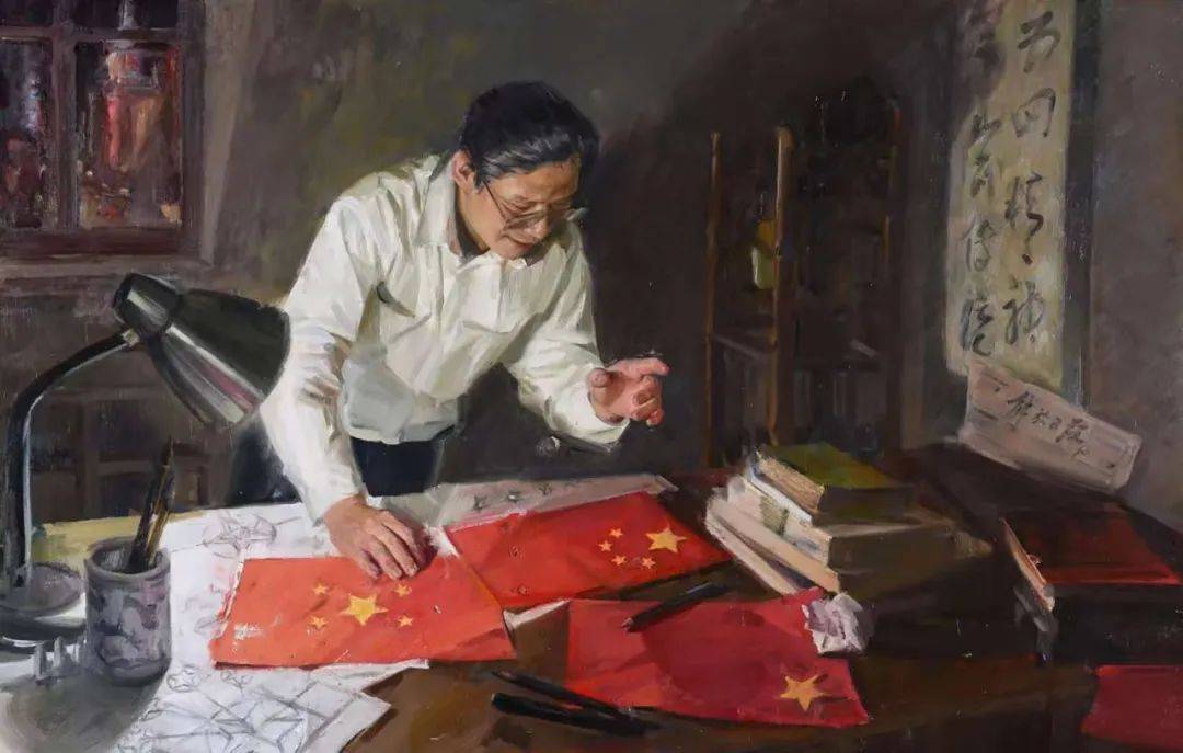 5,周舒逸 《曾联松先生与五星红旗》-油画作品4,梁君儒《鲁迅在 "左联