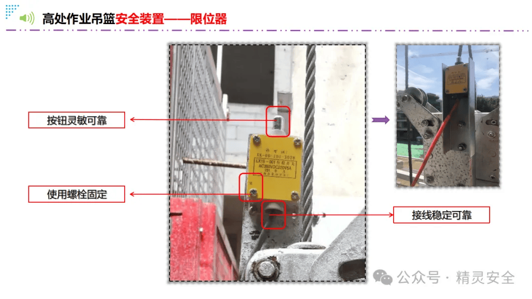 吊篮限位挡板的位置图片