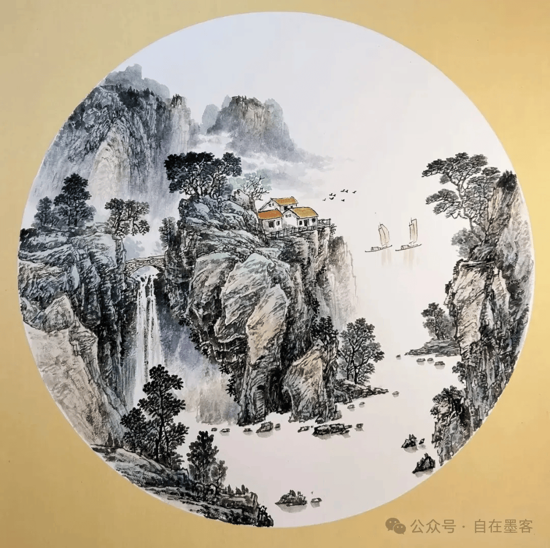写意水墨山水小品16图,山水相依,唯美!