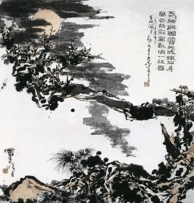 潘天壽 梅花 潘天寿画梅花，浓墨瘦硬见精神_梅花便_雁荡山_艺术