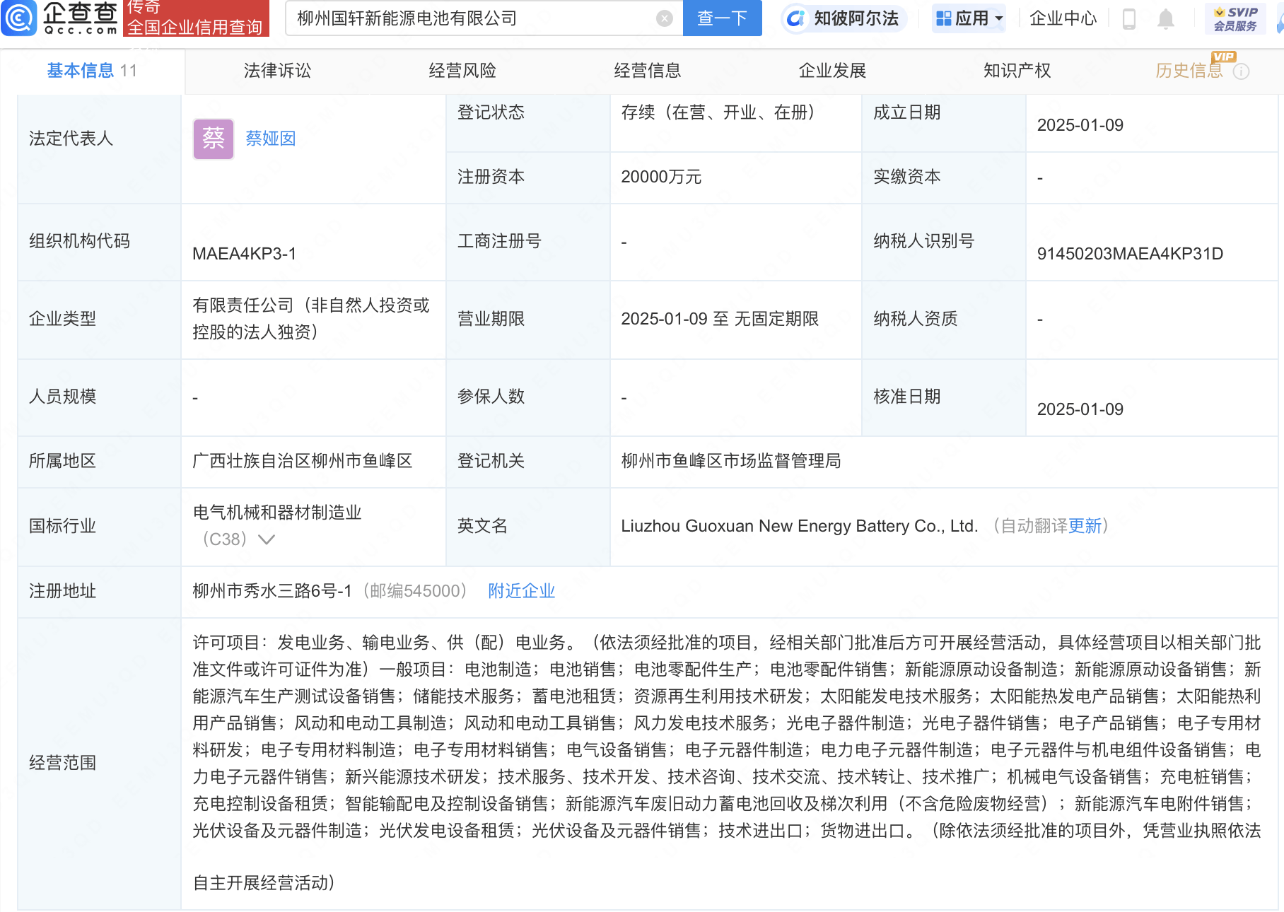 国轩高科投资成立新能源电池公司