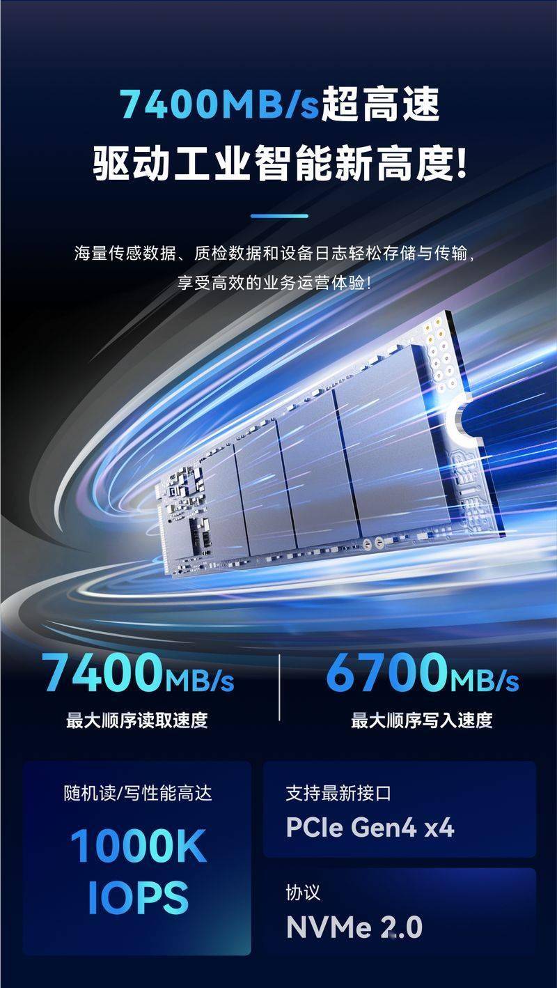 佰维特存推工规PCIe 4.0 SSD：读取最快 7400 MB/s