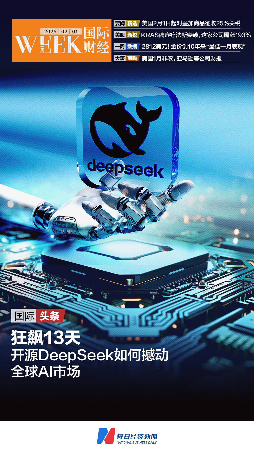 狂飙13天：开源DeepSeek如何撼动全球AI市场；美2月1日起对墨加商品征收25%关税；美国20多年来“最严重空难”已打捞出41具遗体；2812美元！金价创10年来“最佳一月表现” | 一周国际财经