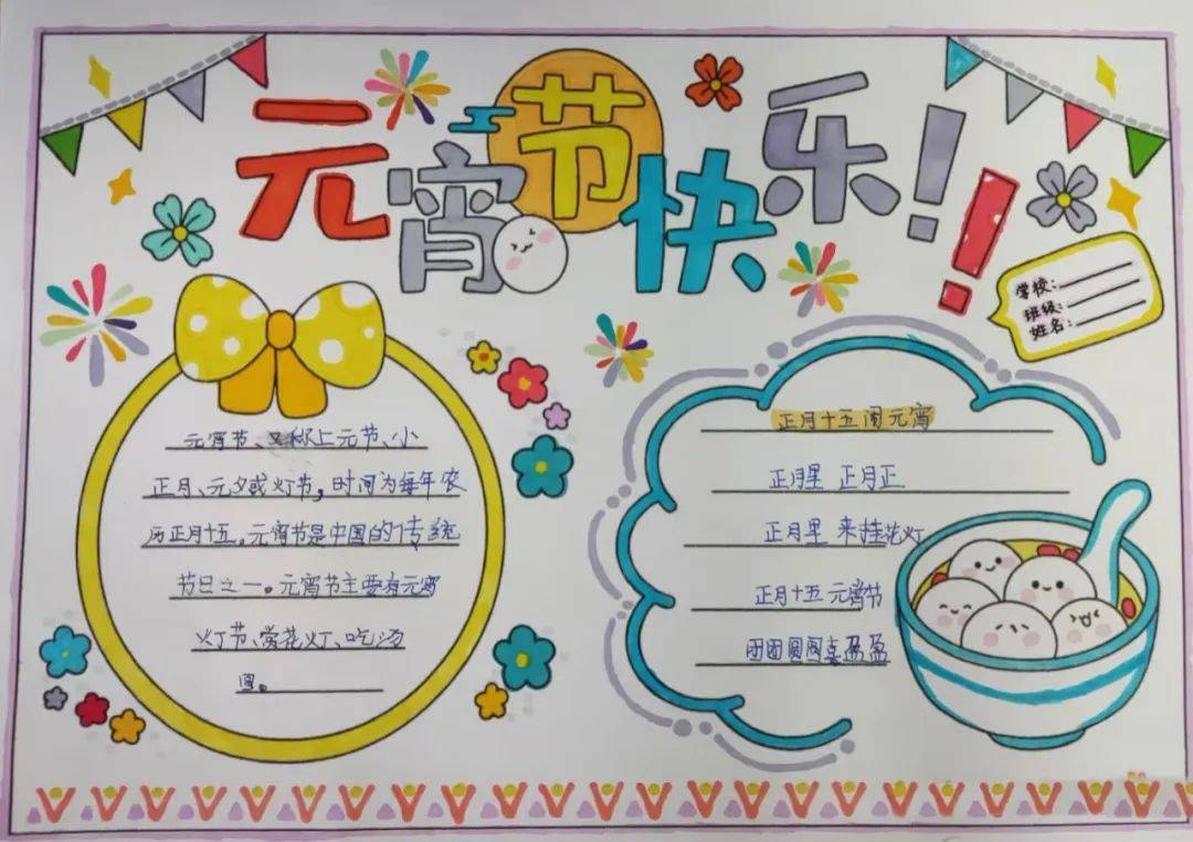 萌娃们也通过图文并茂的手抄报形式,向我们介绍了元宵节的起源和发展