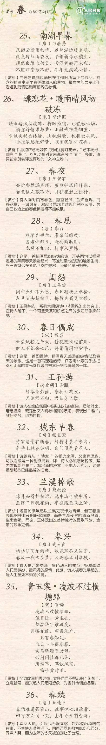 100首关于"春"的诗词,让孩子读一读