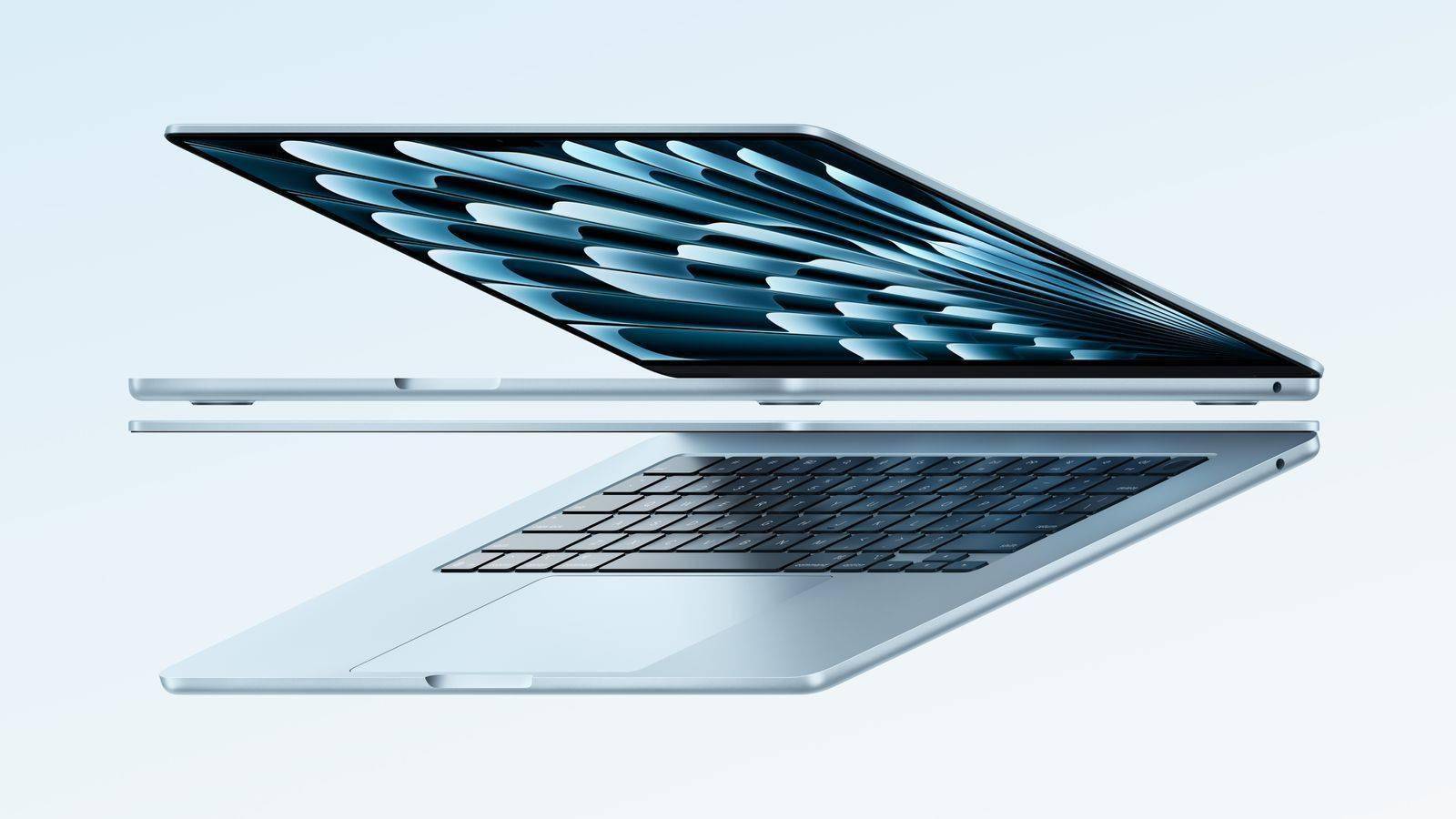 苹果 2025 款天空蓝色 M4 MacBook Air 实机展示，性能与颜值并存