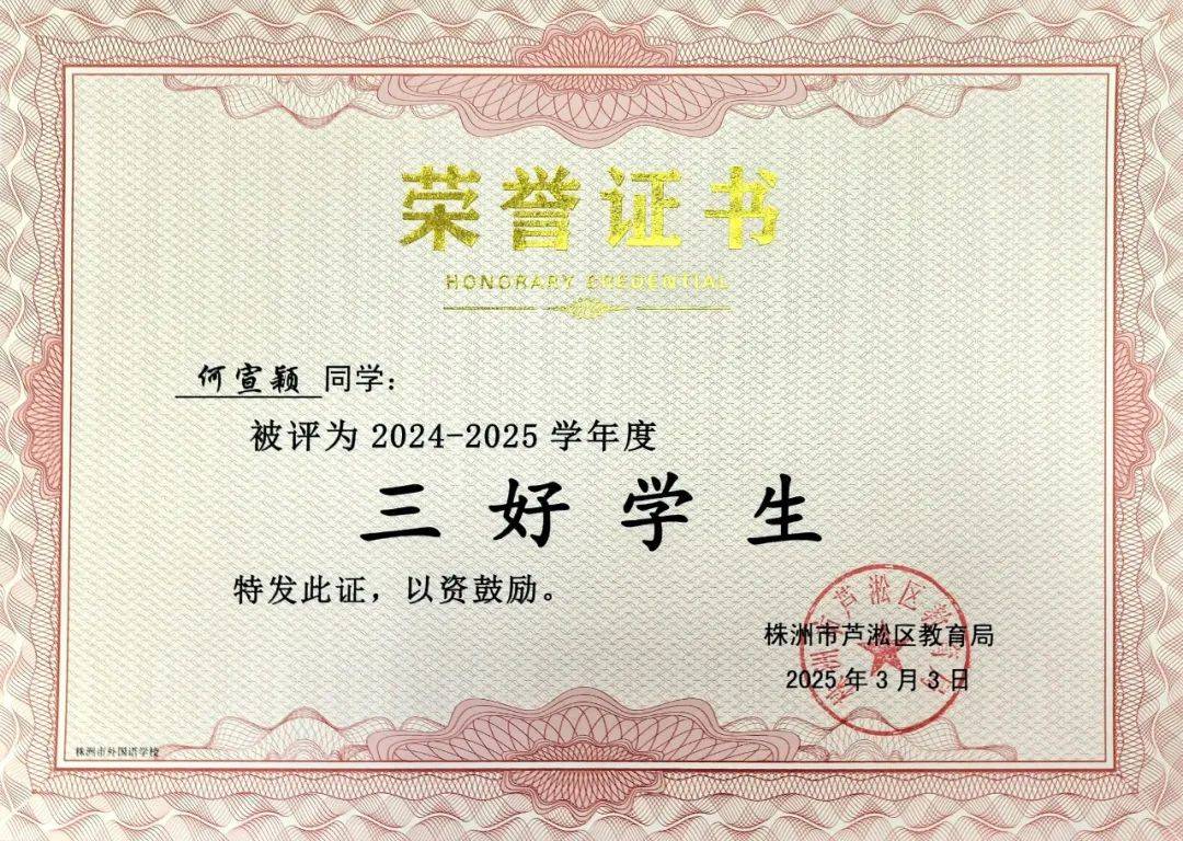 株外学子荣膺芦淞区"三好学生""优秀学生干部"称号!