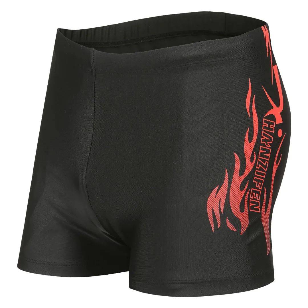 男款泳裤涤纶黑纱不掉色男士游泳裤平角成人泳帽速干