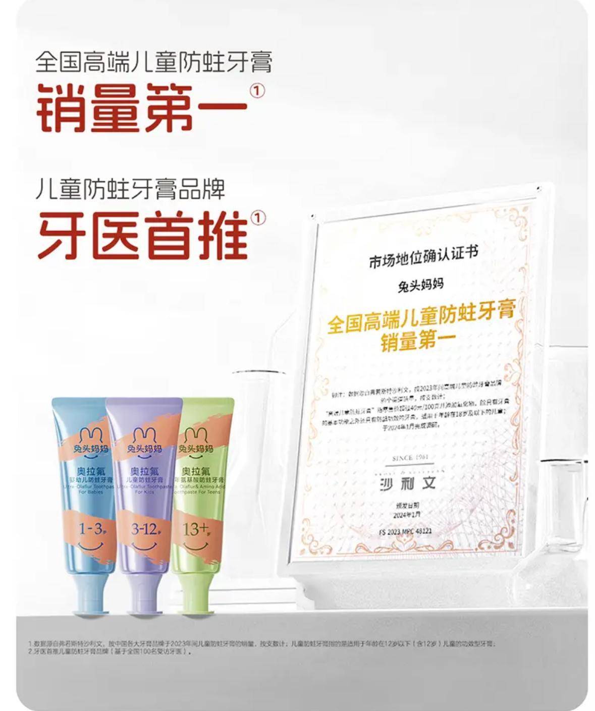 网红儿童牙膏兔头妈妈被指夸大宣传:合作机构删文称有争议(图1)