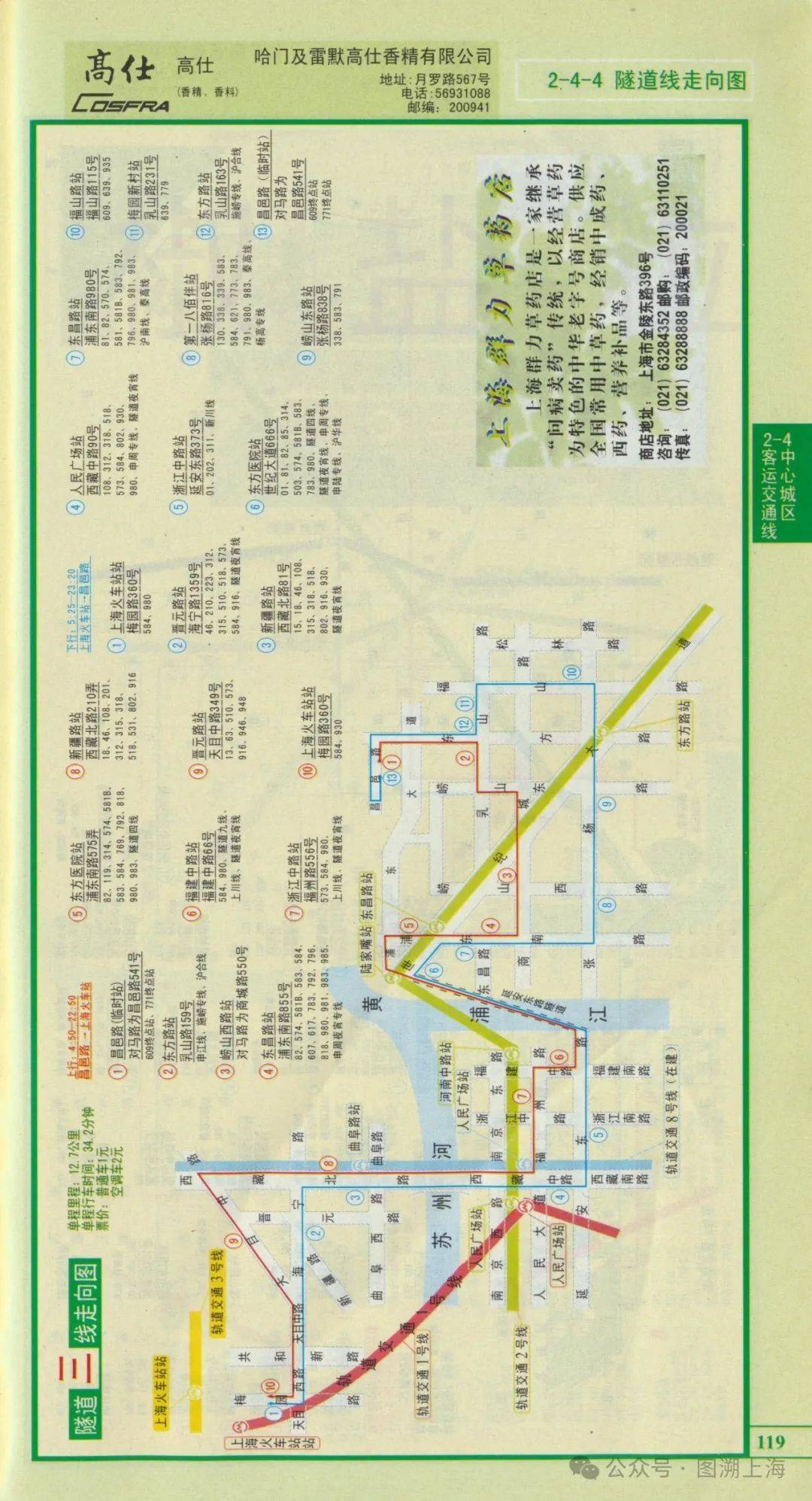 隧道三线浦东终点站调整至其昌栈渡口,线路上海火车站至其昌栈渡口