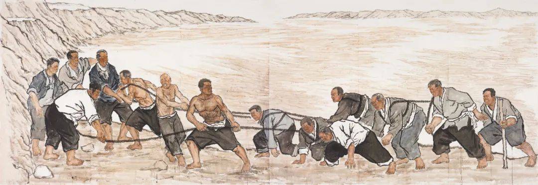 作者:刘亦航 作品名称:《黄河纤夫》 尺寸:414cm×138cm作者:卢志泓