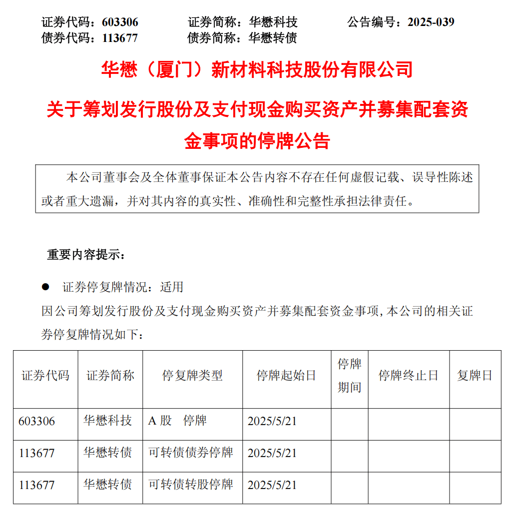 停牌！603306，重大资产重组