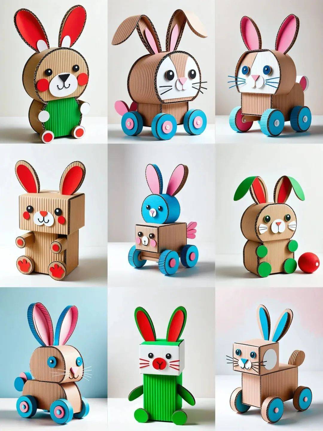 六一儿童节手工,废纸箱不要扔, 用它来做玩具兔子