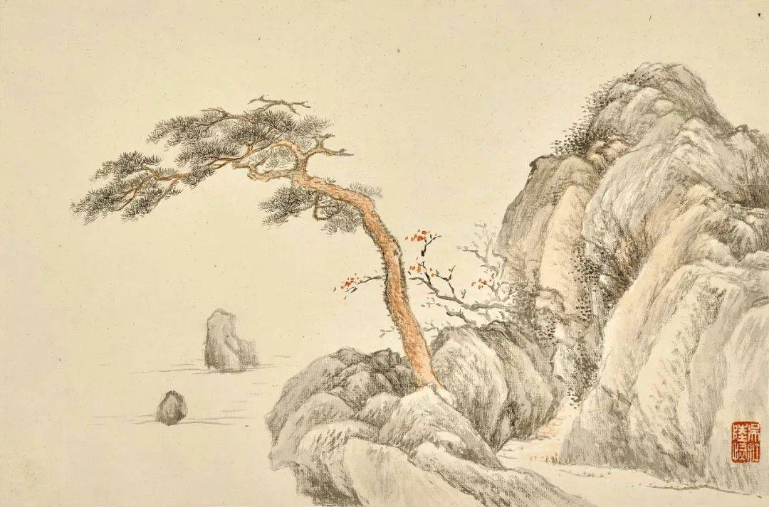 陆恢摹古山水册十二开，润泽雅致_廉夫_水墨_高克恭