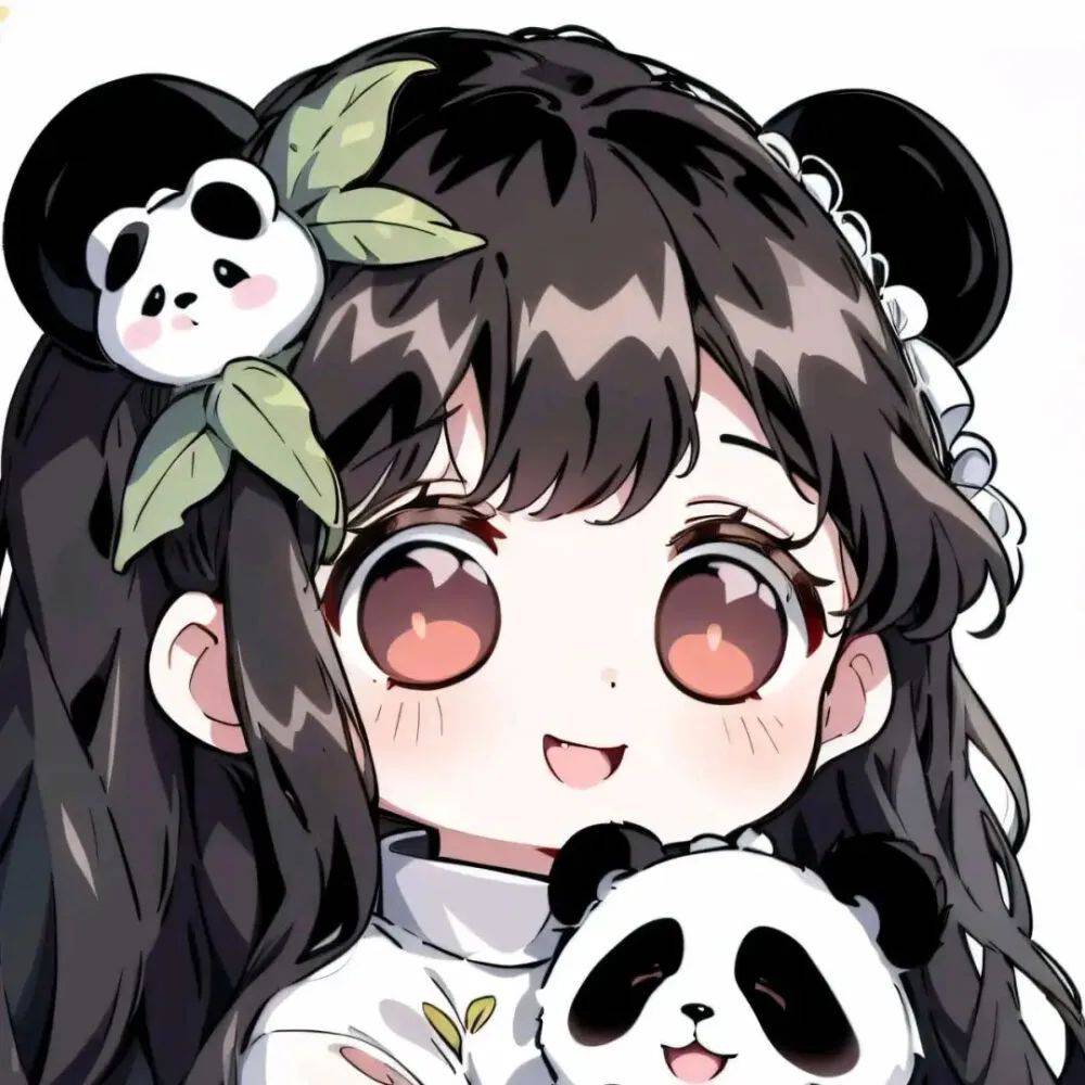 可爱动漫女生抱熊猫头像图片8张,暖心治愈!