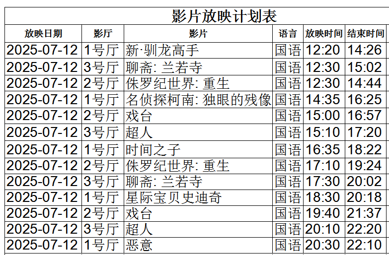 影讯查询，开元影城今日影讯查询