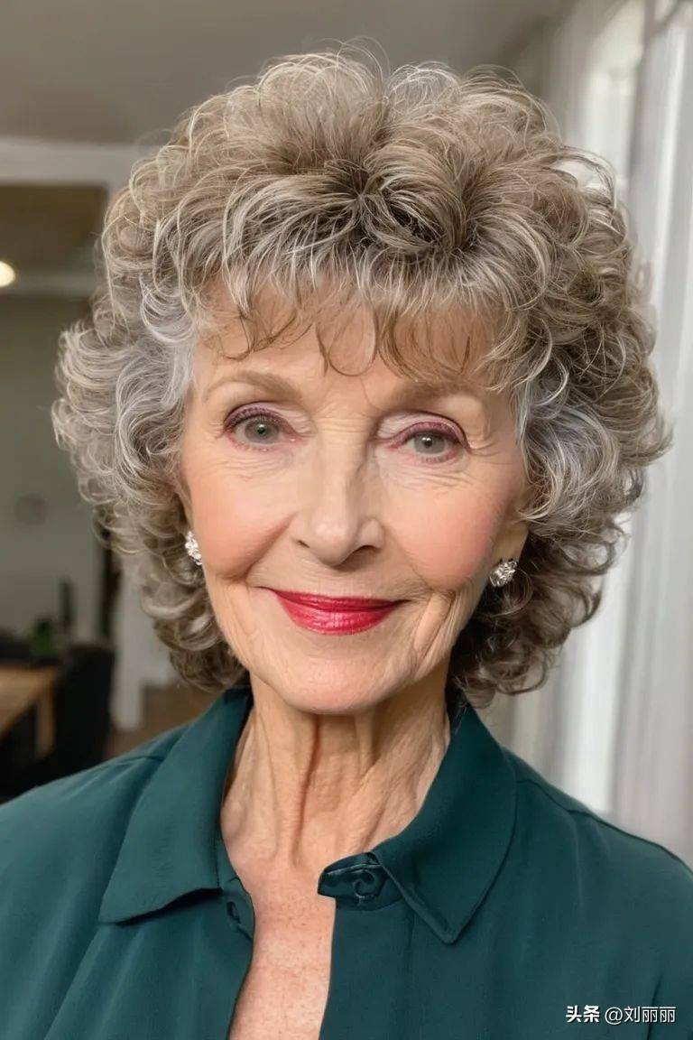 白发配卷发中老年女性把沧桑扭成高级感