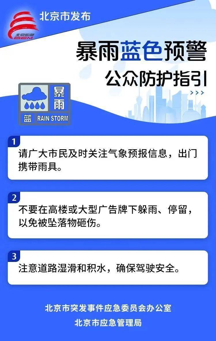 北京发布暴雨蓝色预警！明天全市有中到大雨