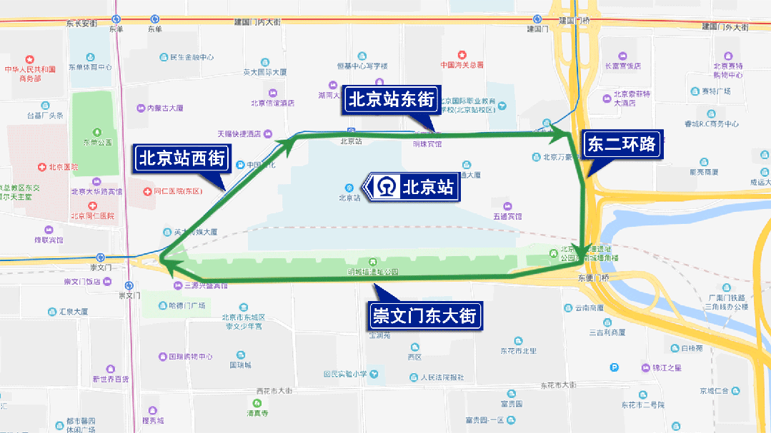 北京交警提示：这两个时间段前往北京站可这样单向循环通行