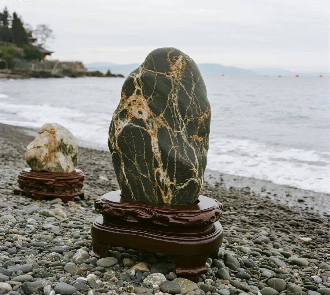 展出期间,这石头成了全场焦点,不少人围着拍照议论