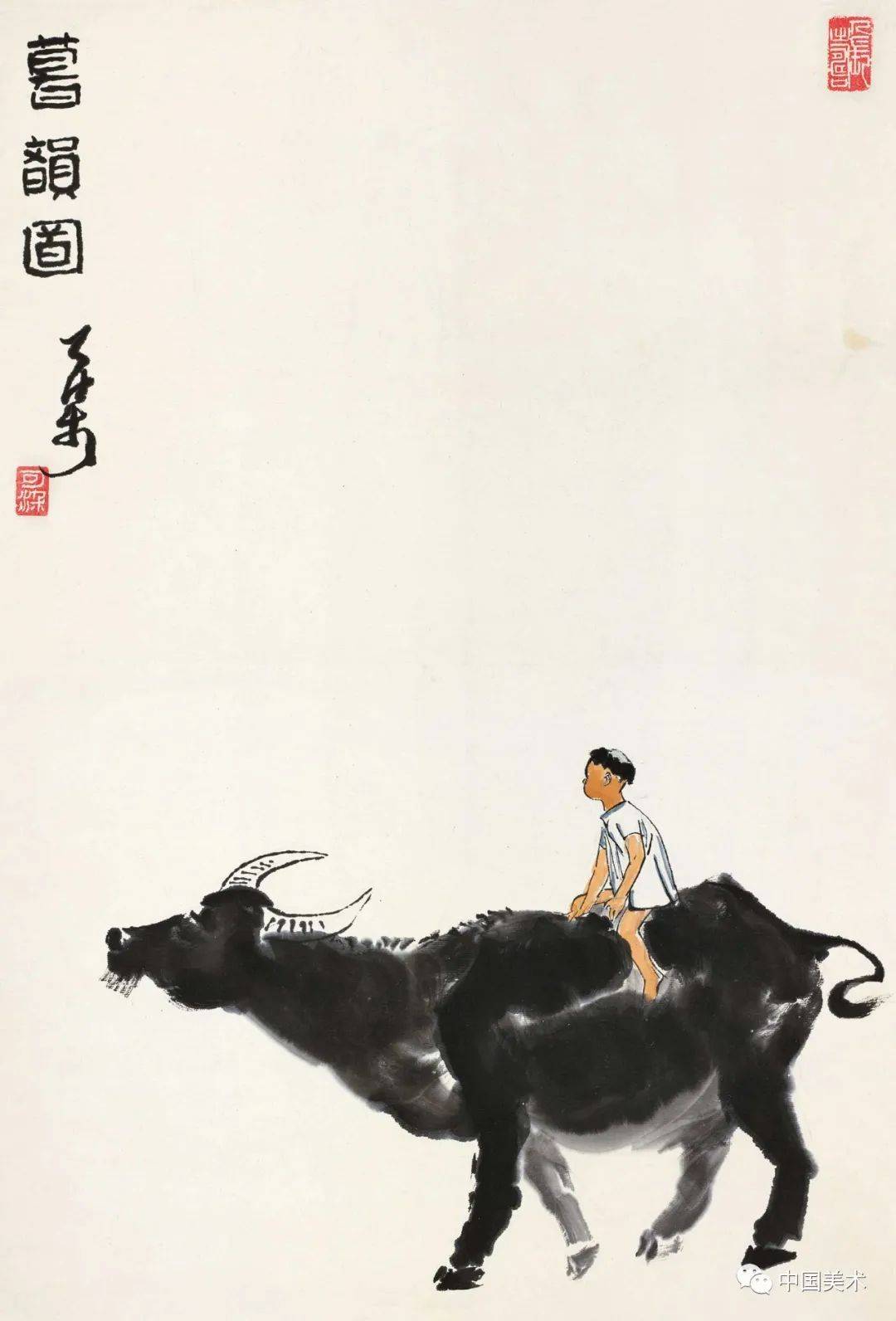 李可染画牛像写字一样施以不同笔法