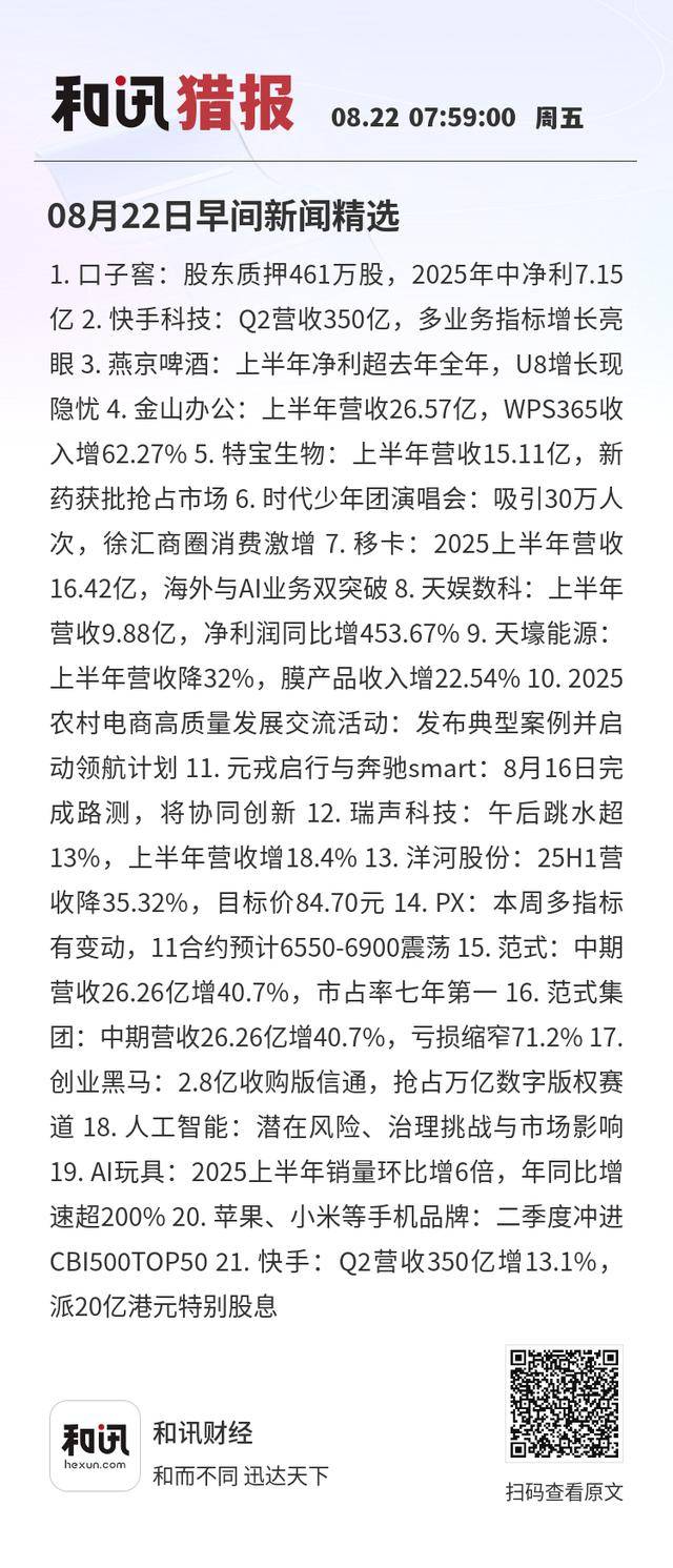 08月22日早间新闻精选