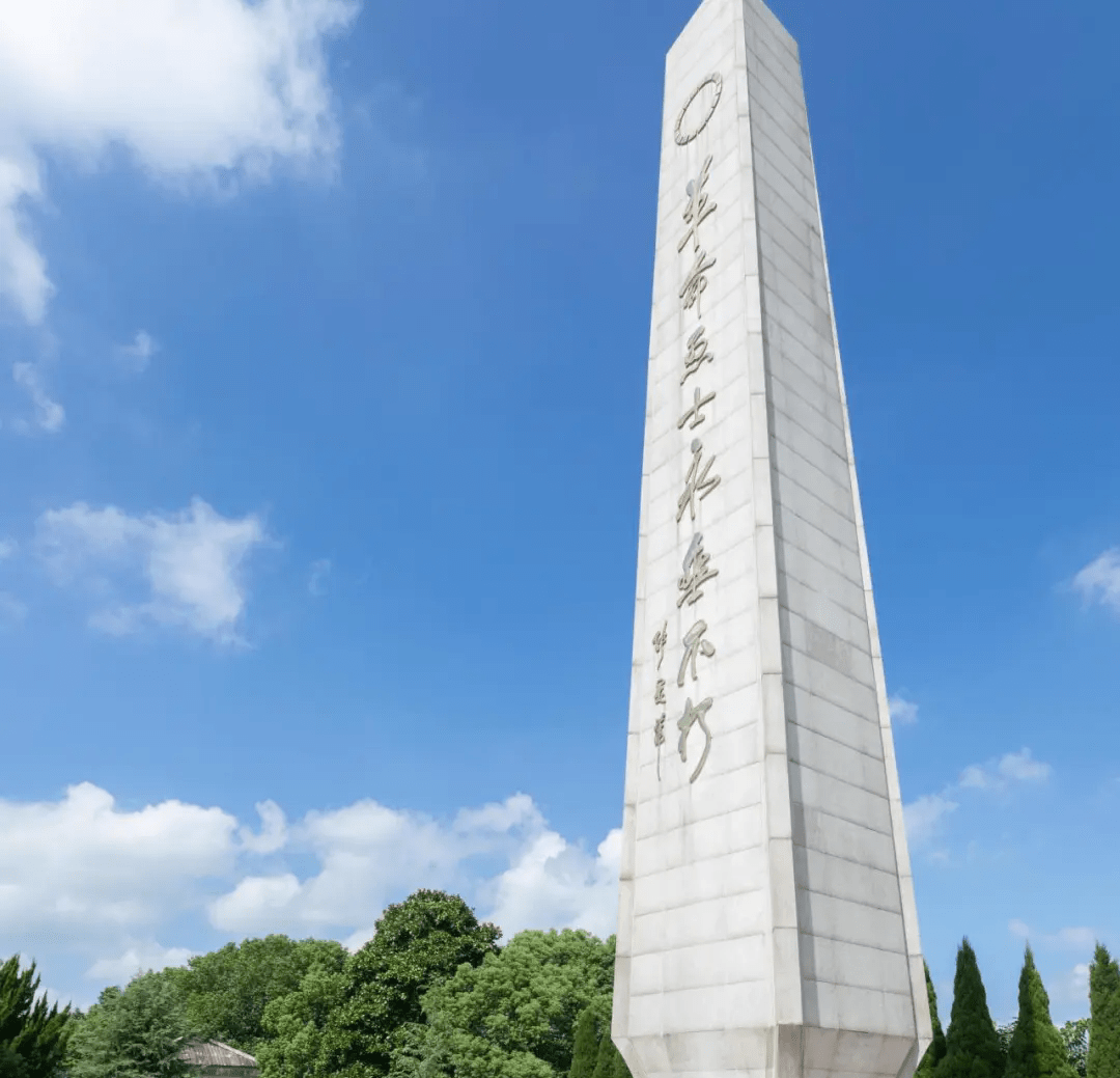 在湖州市烈士陵园,大家在雄伟的革命烈士纪念碑前默哀悼念三鞠躬,依次