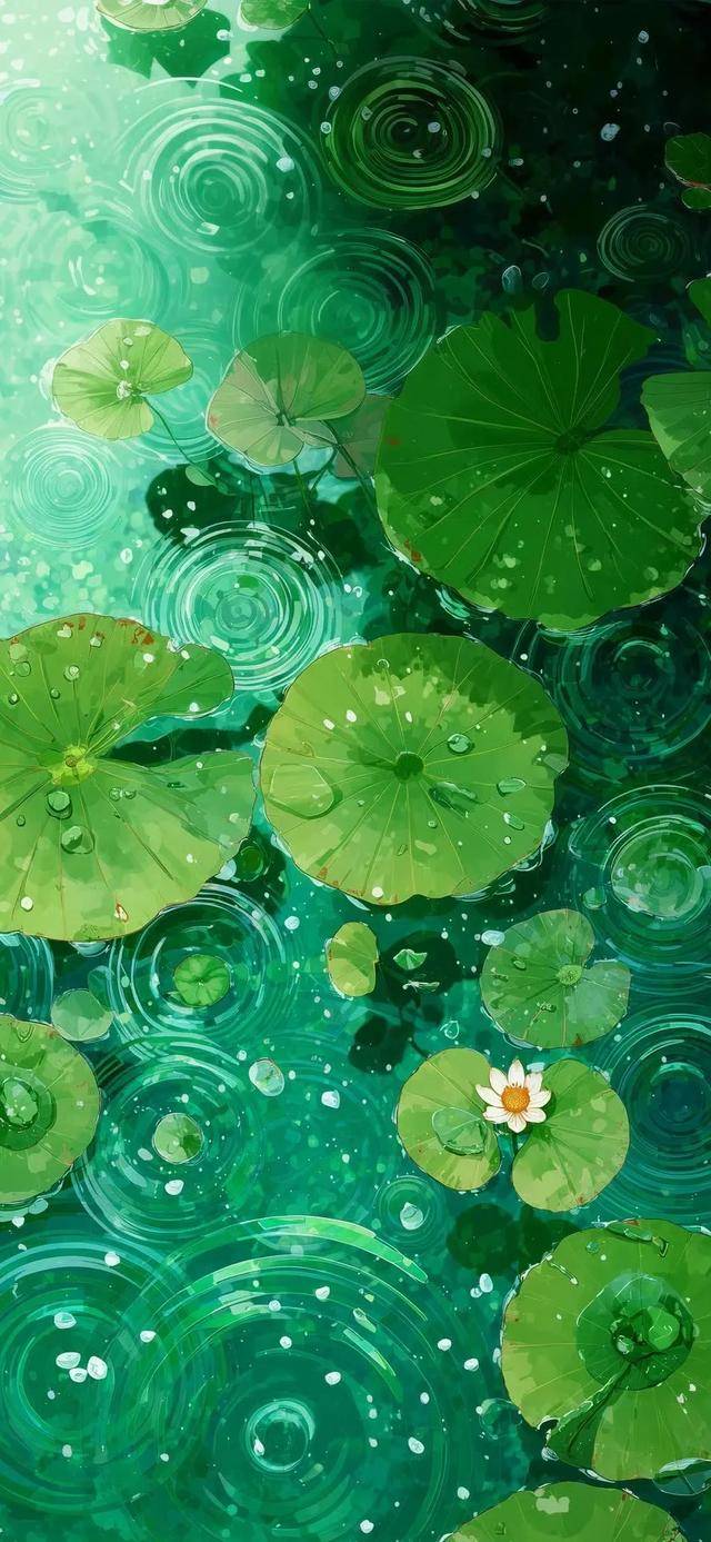 一组绿色手绘壁纸