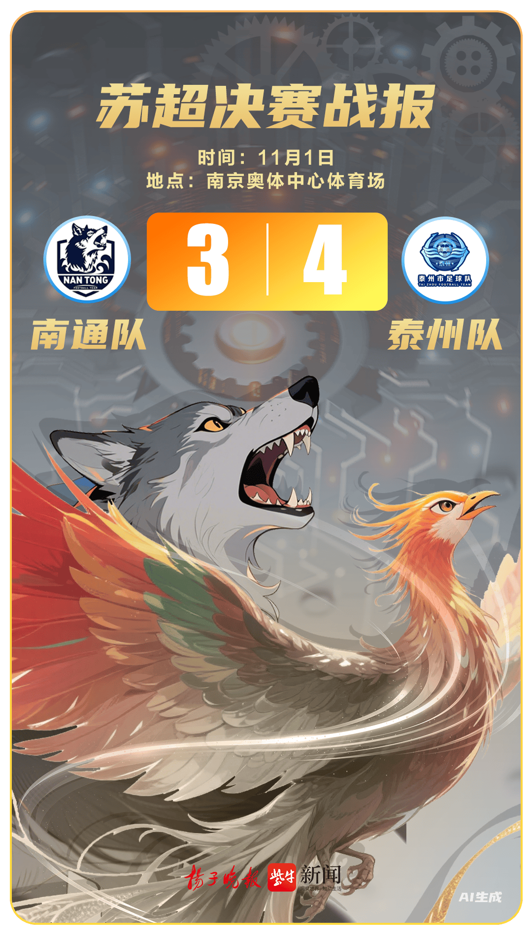 苏超决赛战报︱是黑马更是点球大师，泰州击败南通问鼎“苏超”冠军