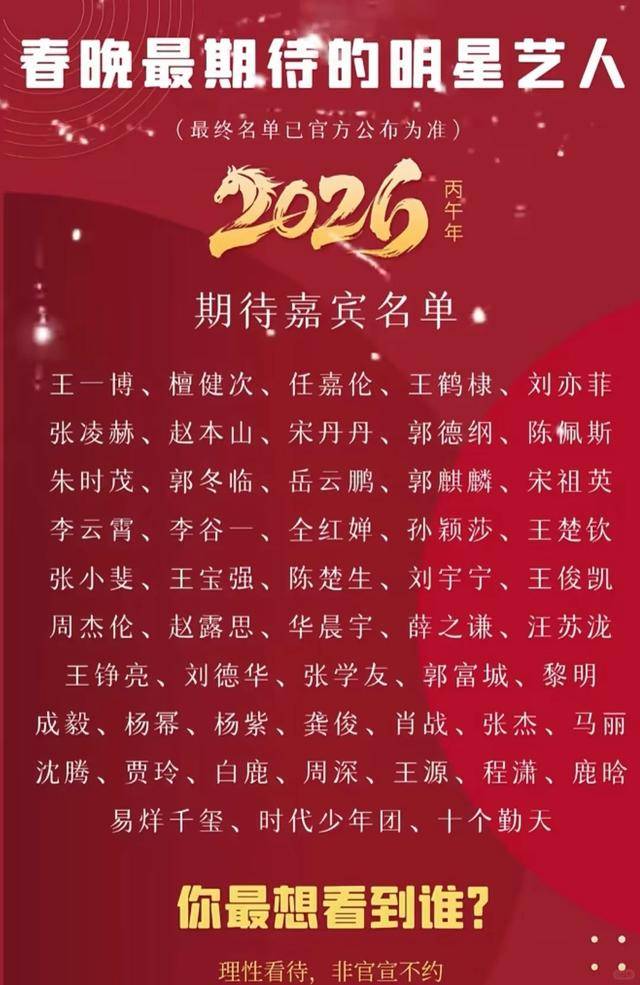 2026年央视春晚官宣,看完拟邀名单,网友:赵本山的担心恐要成真