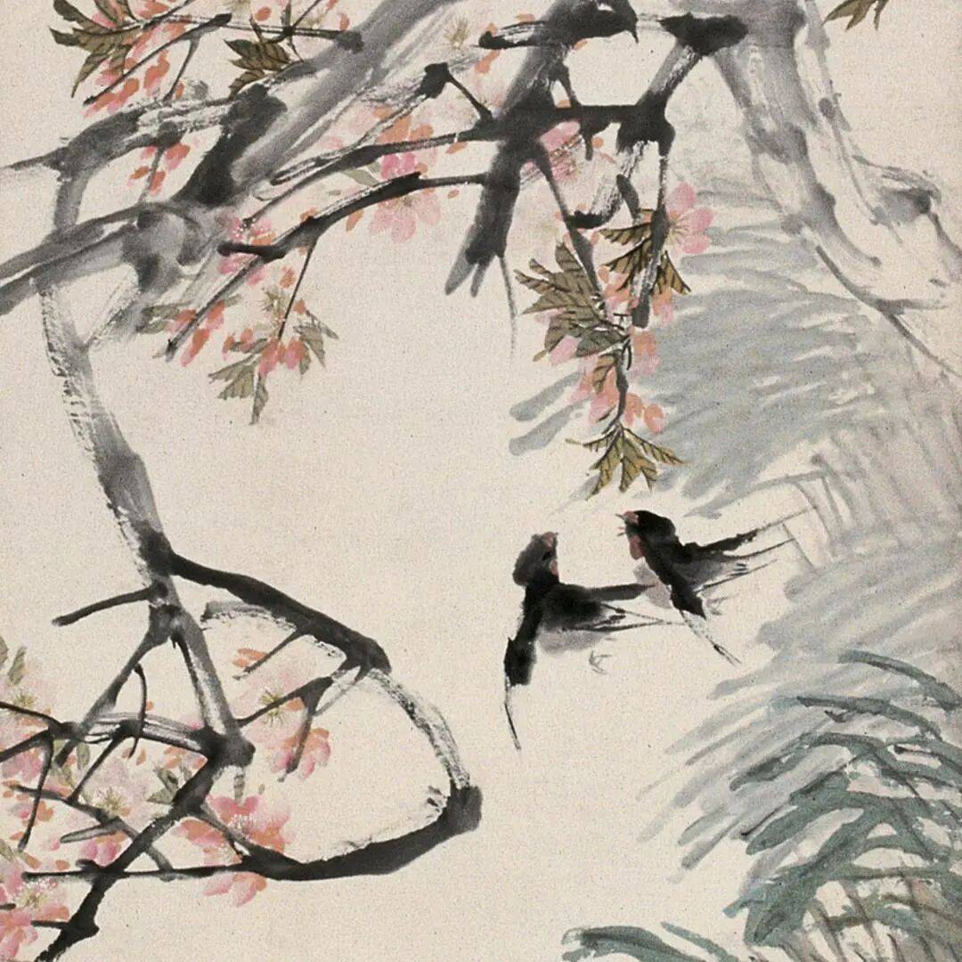 每日诗画 | 桃花双燕图_鸳鸯_燕子_泥土