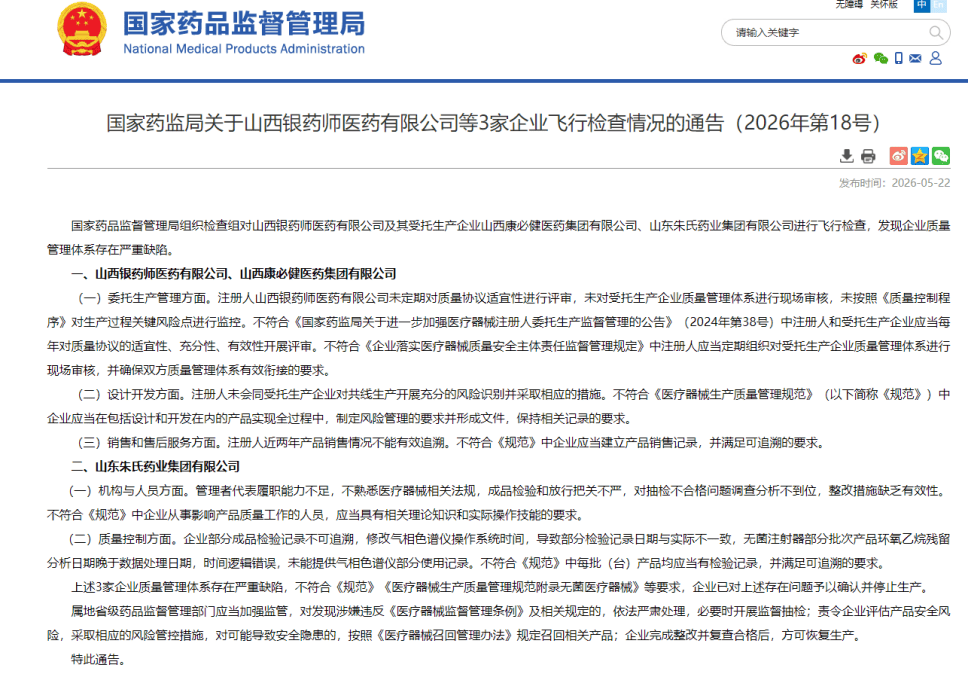 山东朱氏药业被暂停国采资格:列入"违规名单" 今年多次被罚(图2) 文章配图-1