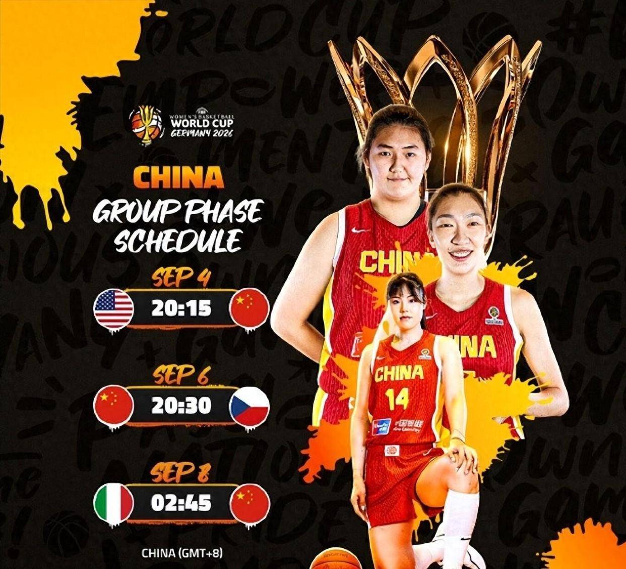 中国女篮世界杯赛程揭晓，两场黄金时间一场凌晨开打，美国捷克意大利三强围堵