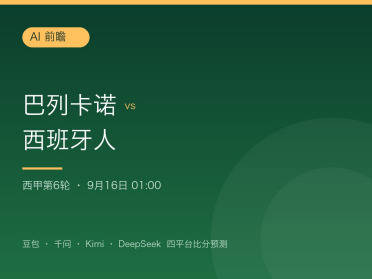 西甲AI前瞻：巴列卡诺vs西班牙人，失球最多撞上客场硬骨头
