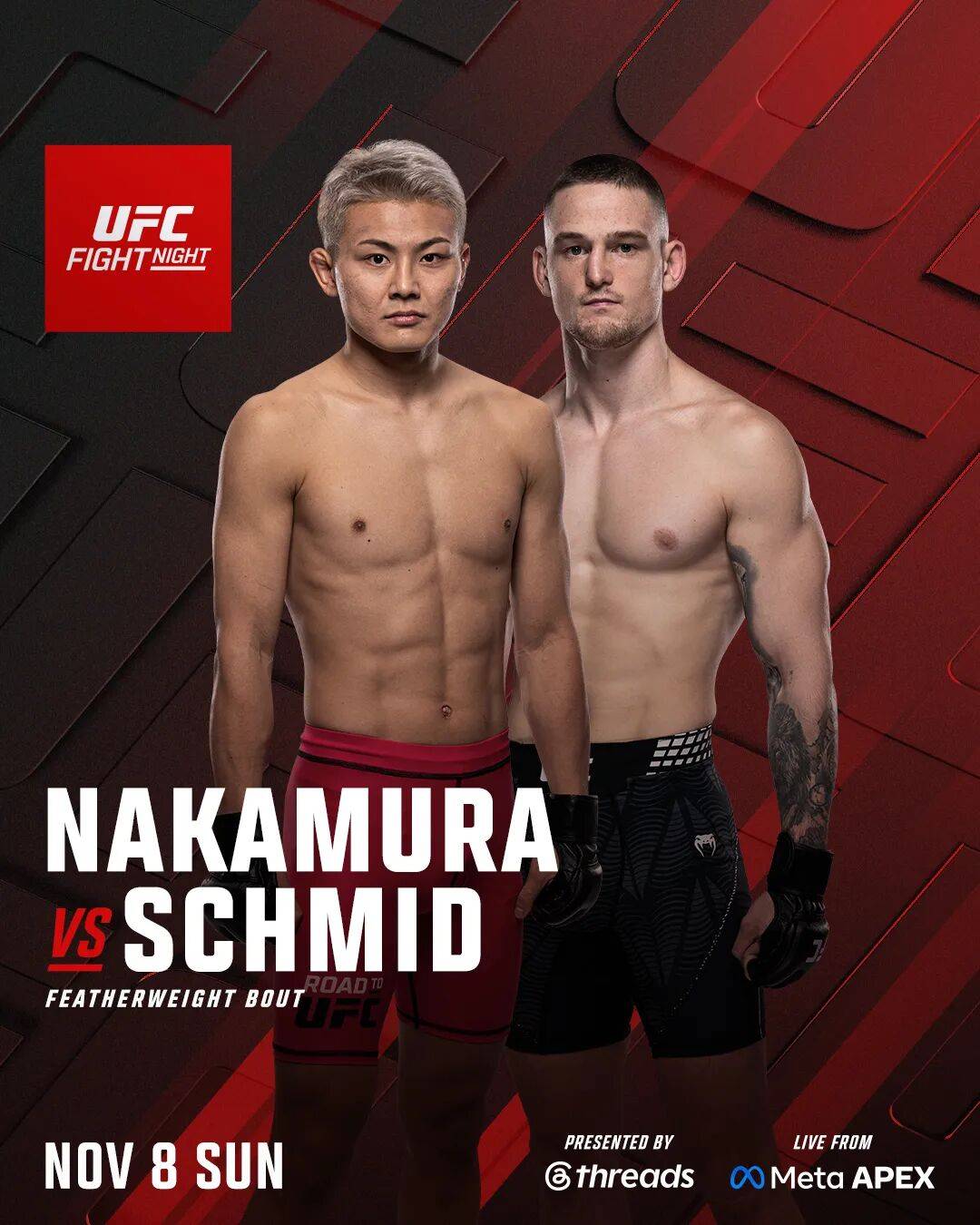 UFC官宣：中村京一郎vs.施密德敲定在11月